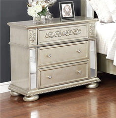 Heidi 3-drawer Nightstand Metallic Platinum - 222732
