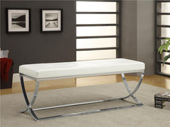 Walton Leatherette Upholstered Tufted Accent Bench White - 501157