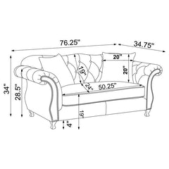 Frostine 3-piece Upholstered Tufted Sofa Set Silver - 551161-S3