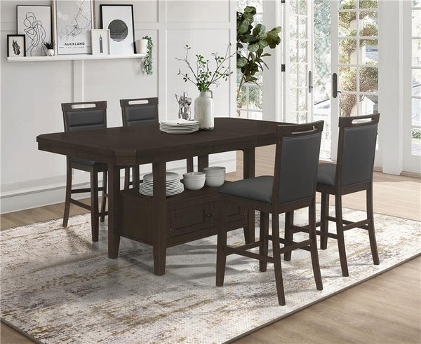 Prentiss 5-piece Rectangular Counter Height Dining Set with Butterfly Leaf Cappuccino - 193108-S5