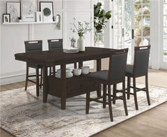 Prentiss 5-piece Rectangular Counter Height Dining Set with Butterfly Leaf Cappuccino - 193108-S5