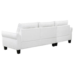 Caspian Upholstered Curved Arm Chaise Sectional Sofa White - 509550