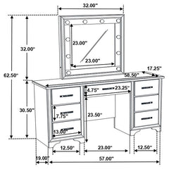 Beaumont 7-drawer Vanity Desk with Lighting Mirror Champagne - 205297