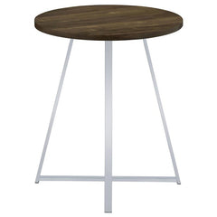 Burkhart Sled Base Round Bar Table Brown Oak and Chrome - 183516