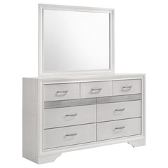 Miranda 7-drawer Dresser with Mirror White and Rhinestone - 205113M