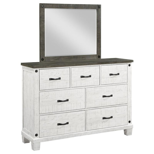 Lilith 7-drawer Dresser with Mirror Distressed White - 224473M