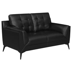 Moira 3-piece Upholstered Wedge Arm Tufted Sofa Set Black - 511131-S3
