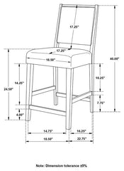 Bedford Upholstered Open Back Counter Height Stools with Footrest (Set of 2) Grey and Espresso - 183471