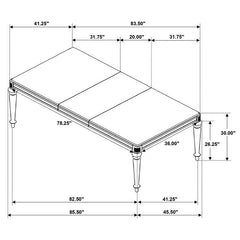 Bling Game Rectangular Dining Table with Leaf Metallic Platinum - 106471