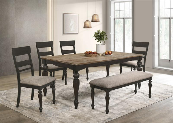 Bridget 6-piece Rectangular Dining Set Brown Brushed and Charcoal Sandthrough - 108221-S6