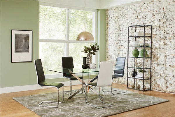 Carmelo X-shaped Dining Table Chrome and Clear - 107931