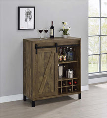 Arlington Bar Cabinet with Sliding Door Rustic Oak - 182852