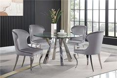 Cheyanne Upholstered Wingback Side Chair with Nailhead Trim Chrome and Grey (Set of 2) - 190743