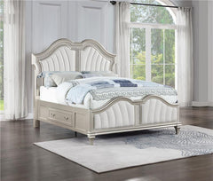 Evangeline Eastern King LED Storage Panel Bed Silver Oak - 223390KE