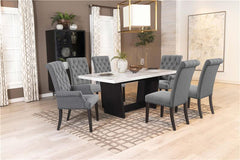 Sherry Trestle Base Marble Top Dining Table Espresso and White - 115511
