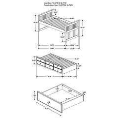 Rochford 3-drawer Twin Bed with Captains Trundle White - 300107