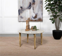 Aldis Round Marble Top Coffee Table White and Natural - 703718