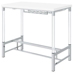 Norcrest Pub Height Bar Table with Acrylic Legs and Wine Storage White High Gloss - 182101