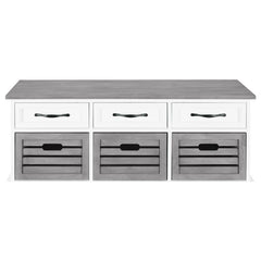 Alma 3-drawer Storage Bench White and Weathered Grey - 501196