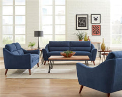 Gano 3-piece Upholstered Sloped Arm Sofa Set Navy Blue - 509514-S3