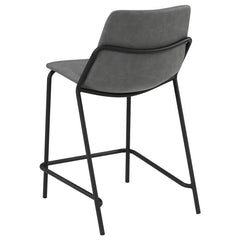 Earnest Solid Back Upholstered Counter Height Stools Grey and Black (Set of 2) - 183452