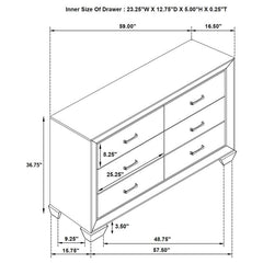 Kauffman 6-drawer Dresser Washed Taupe - 204193