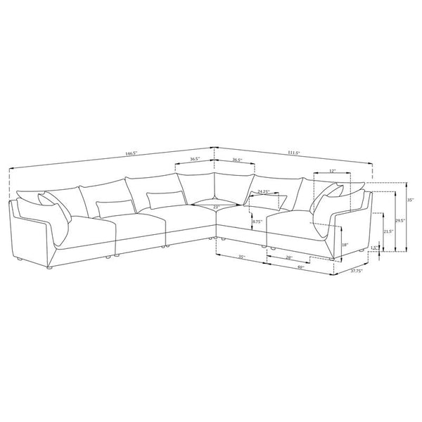 Sasha 6-Piece Upholstered Modular Sectional Barely Black - 551681-SET