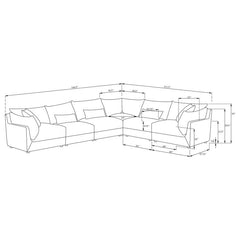 Sasha 6-Piece Upholstered Modular Sectional Barely Black - 551681-SET