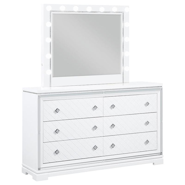 Eleanor 6-drawer Dresser with Mirror White - 223563M