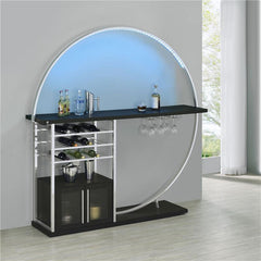 Risley 2-door Circular LED Home Bar with Wine Storage Dark Charcoal - 182799