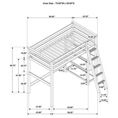 Anica 3-shelf Wood Twin Loft Bed White - 460089