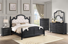Celina Wood Eastern King Poster Bed Black - 224761KE