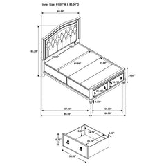 Bling Game Wood Queen Storage Panel Bed Metallic Platinum - 204180Q