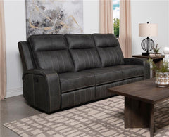 Raelynn Upholstered Track Arm Motion Sofa Grey - 603191