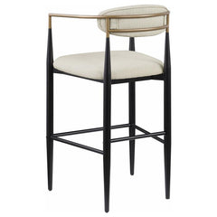 Tina Metal Pub Height Bar Stool with Upholstered Back and Seat Beige (Set of 2) - 121187