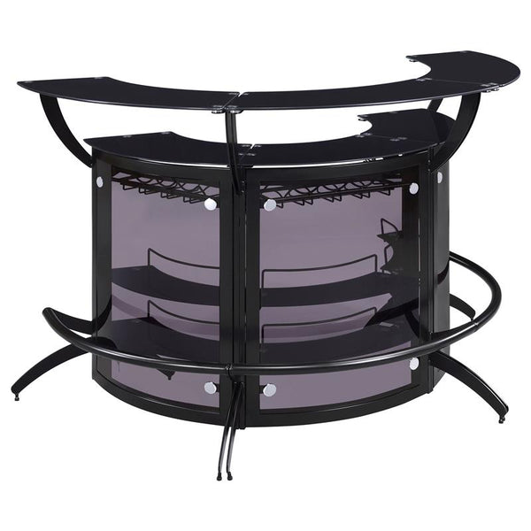 Dallas 2-shelf Curved Home Bar Smoke and Black Glass (Set of 3) - 182135-S3