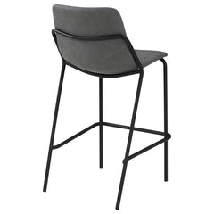 Earnest Solid Back Upholstered Bar Stools Grey and Black (Set of 2) - 183453
