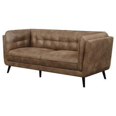 Thatcher Upholstered Tuxedo Arm Tufted Sofa Brown - 509421