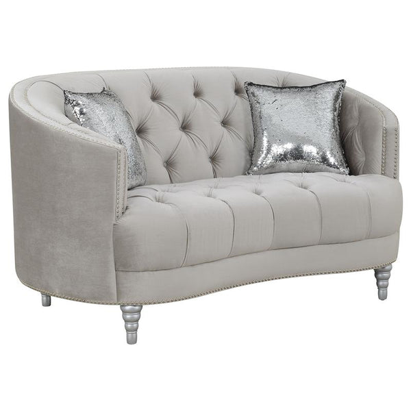 Avonlea Upholstered Sloped Arm Loveseat Grey Velvet - 508462