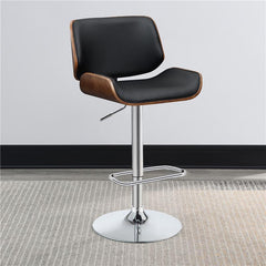 Folsom Upholstered Adjustable Bar Stool Black and Chrome - 130502
