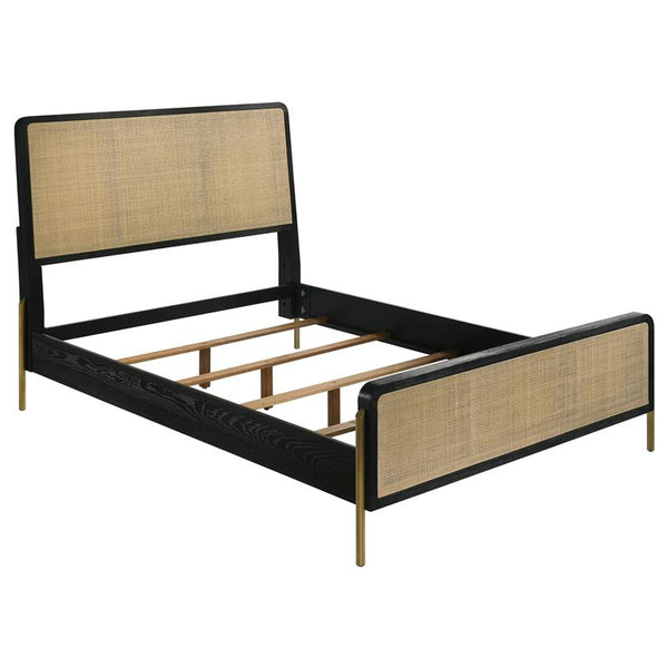 Arini Rattan Eastern King Panel Bed Black and Natural - 224330KE