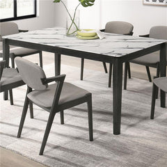 Stevie Rectangular Faux Marble Top Dining Table White and Black - 115111WG