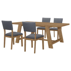 Sharon 5-piece Rectangular Trestle Base Dining Table Set Blue and Brown - 104171-S5