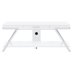 Marcia 1-drawer Wood 60" TV Stand White High Gloss - 708152