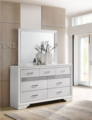 Miranda 7-drawer Dresser with Mirror White and Rhinestone - 205113M