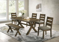 Alston X-shaped Dining Bench Knotty Nutmeg - 106383