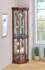 Appledale 6-shelf Corner Curio Display Cabinet Medium Brown - 3393