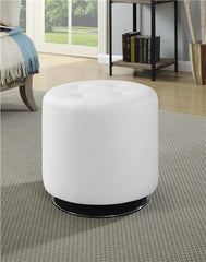 Bowman Round Upholstered Tufted Swivel Ottoman White - 500554