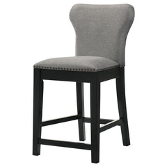 Rolando Upholstered Solid Back Counter Height Stools with Nailhead Trim (Set of 2) Grey and Black - 183028