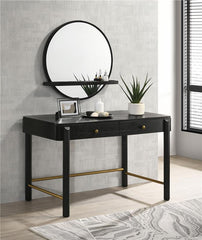 Arini Round Vanity Wall Mirror with Shelf Black - 224338